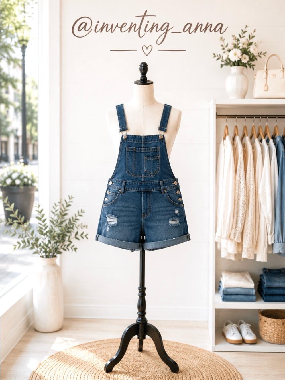 NO BOUNDARIES Medium Wash Blue Stretch Denim Overalls w/Rollup Hemline size L